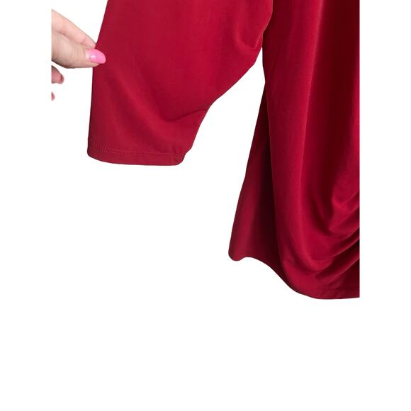 Torrid Women Tunic Top 6X Red Ruched Button Front Long Sleeve Workwear Office - Picture 7 of 11